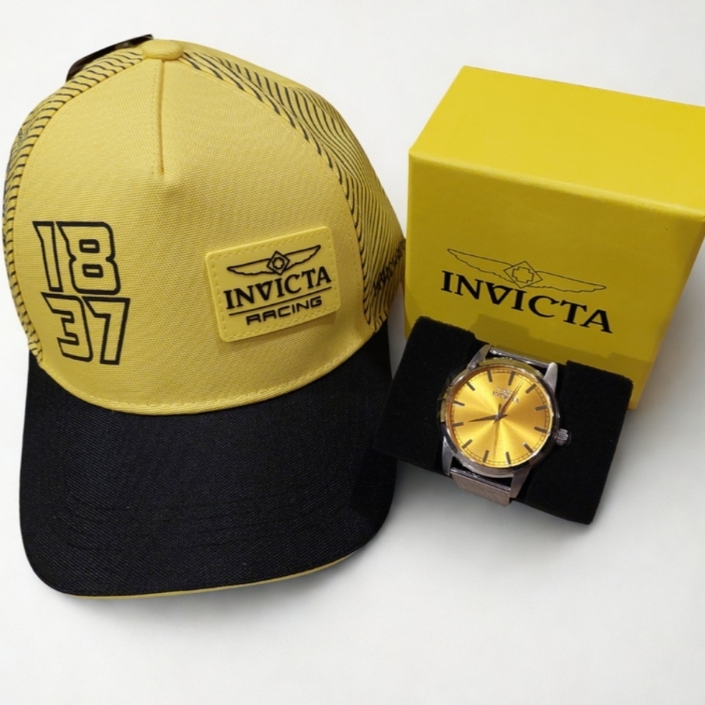Limited Edition Invicta Mesh Band Watch And Racing Cap